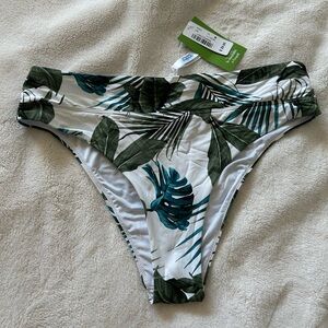 La Vie En Rose Aqua Leaf Print Bikini Bottom